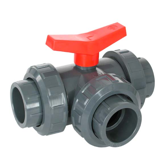 PVC 3-way valve 50mm L bore