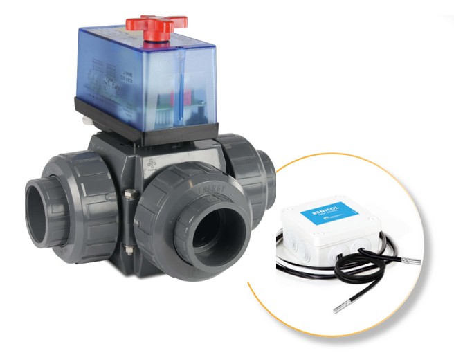 Automatic 3-way valve 50 mm L-bore with Benisol temp controller type Peraqua - plug &amp; play