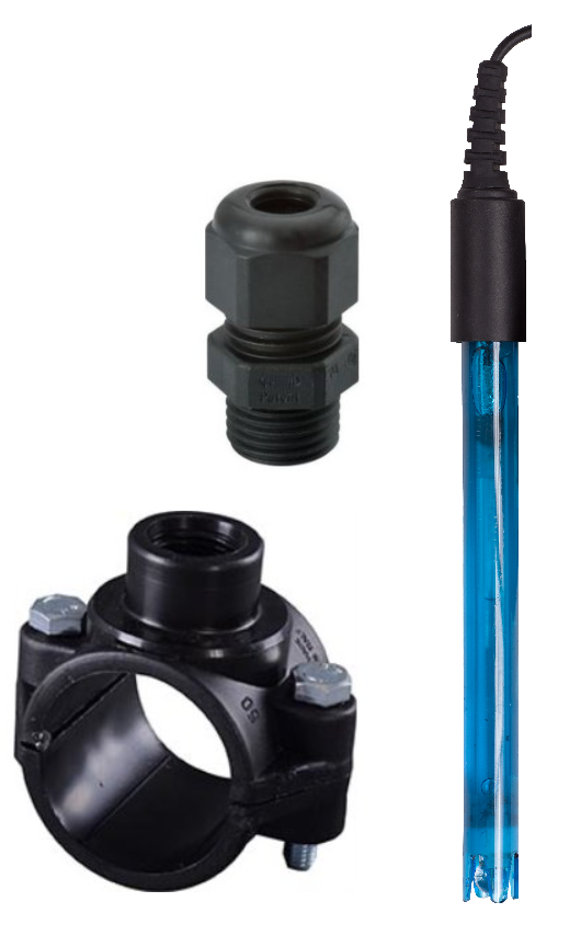 pH probe + tapping saddle + probe gland complete kit. HS 90268080 
