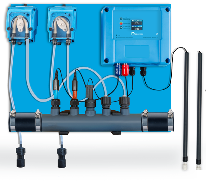 Ferrodos water treatment (display) with flow- and level switch