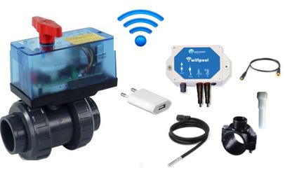 WIFI Automatic 2-way valve 50 mm with TLF temperature control  module and temp sensors (1 &amp; 3m)  - plug &amp; play type Peraqua