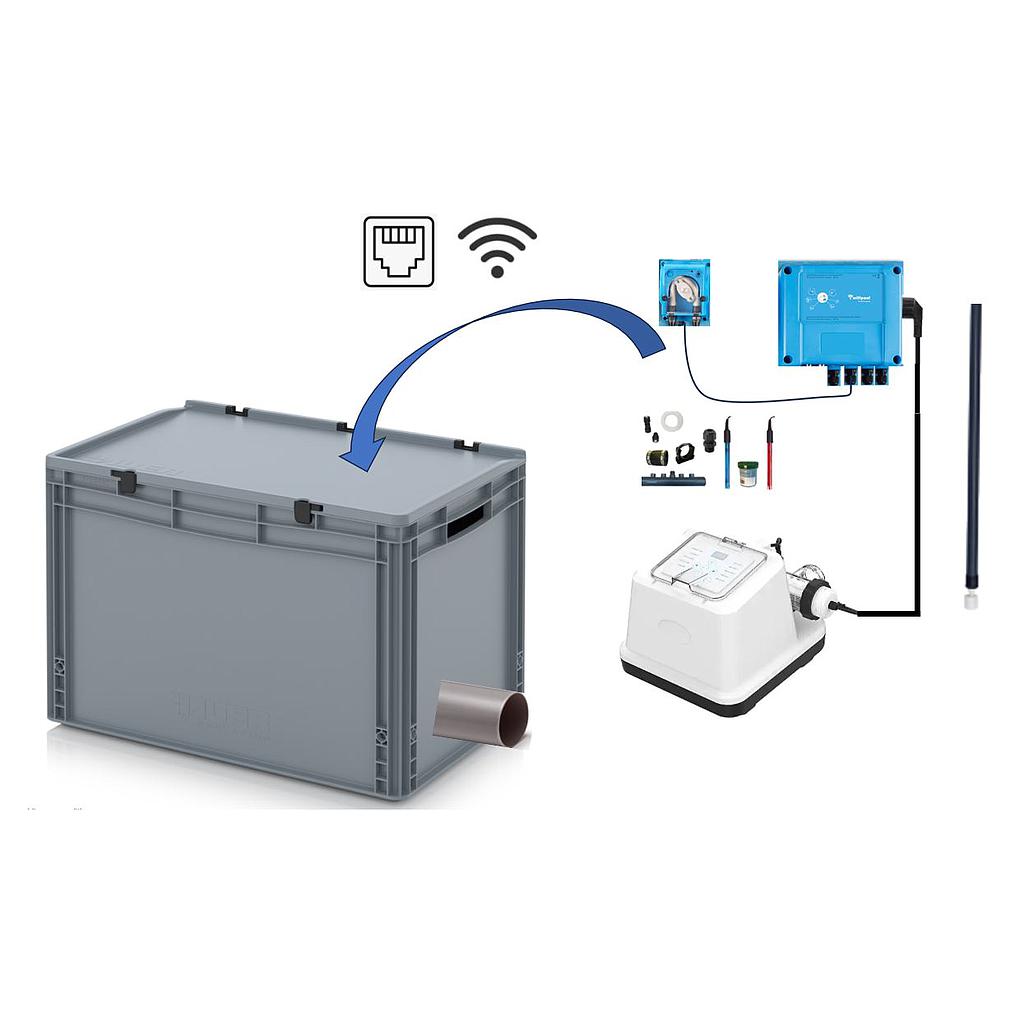 Salt electrolysis EL pre-assembled in box with pH and RX control - WiFi - 20g/h - Swimming pool 60m³ - with flow and level switch