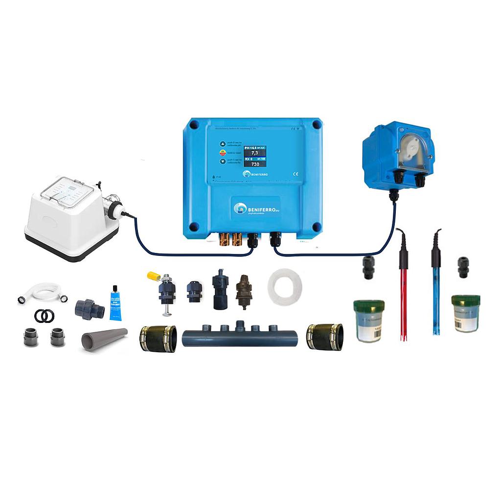 Salt electrolysis EL not pre-assembled with pH and RX control - Display - 20g/h - Swimming pool 60m³ - with flow switch