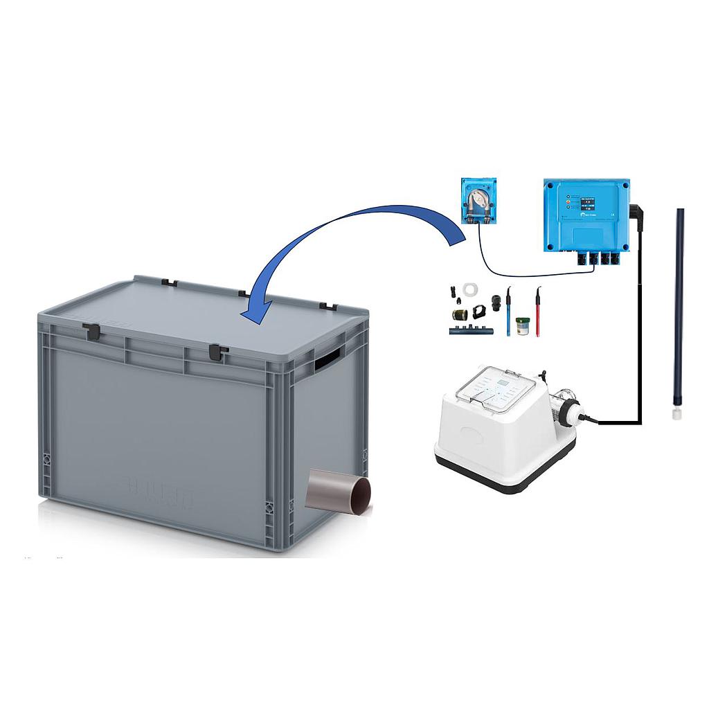 Salt electrolysis EL pre-assembled in box with pH and RX control - Display - 20g/h - Swimming pool 60m³ - with flow and level switch