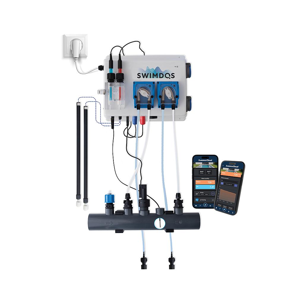  Wifi Pool twin with flow switch and 2 extra plugs without level switches and temp probe for pool up to 150m³. (Speedy)